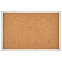 Amazon Brand – Stone & Beam Decorative Cork Bulletin Board with Rustic White Wood Frame - 25.5 x 37.5 Inch