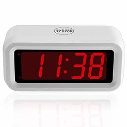 Umi. Essentials Digital Alarm Clock - 1,2 Inch Digits Display, Snooze, Non Ticking, Battery Operated Only, White