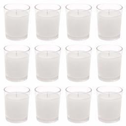 Amazon Brand - Solimo Votive Glass Candles, Pack of 12 (Unscented)