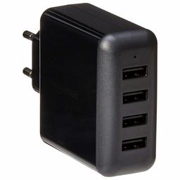 AmazonBasics - Caricabatterie da parete a 4 porte USB da 40 W - Nero