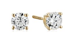 Amazon CollectionCertified 14k Yellow Gold Diamond with Screw Back and Post Stud Earrings (3/4cttw, J-K Color, I1-I2 Clarity)