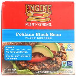 Engine 2, Poblano Black Bean Plant Burgers, 3 ct, (Frozen)