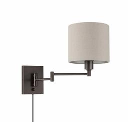 Amazon Brand - Ravenna Home Single-Light Plug-In Wall Sconce with White Linen Shade, LED Bulb Included, 12.6