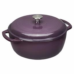 AmazonBasics SX-75QTZ Enamelled Cast Iron Dutch Oven - 6.9 l , Purple