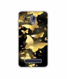 Amazon Brand - Solimo Designer Golden Butterfly Pattern UV Printed Soft Back Case Mobile Cover for Micromax Bharat 2 Plus