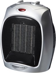 AmazonBasics 1500 Watt Ceramic Space Heater with Adjustable Thermostat - Silver