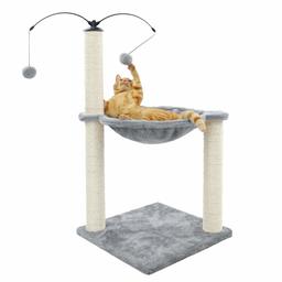 Eono by Amazon - Cat Meubelen Cat Boom Kat Toren met Sisal Krabpalen Hangmat Perch Kattenbed Platform Hangende Bal Grijs