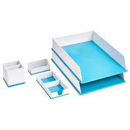 AmazonBasics Desk Organization Set - Blue and White