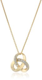 Halskette mit Knoten-Anhänger Sterling-Silber 925 Diamant 46 cm,Gelbgold vergoldet