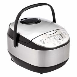 AmazonBasics Multi-Functional Rice Cooker - 10-Cup Uncooked (20-Cup Cooked), Silver (Renewed)