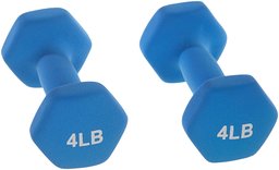 AmazonBasics Neoprene Dumbbell Hand Weights, 4 Pound Each, Blue - Set of 2