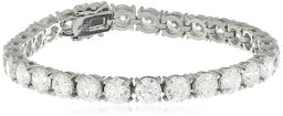 Amazon CollectionPlatinum-plated Sterling Silver Swarovski Zirconia Round-Cut Tennis Bracelet, 7.25