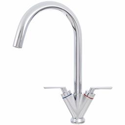 AmazonBasics Two-Handle Goose-neck Kitchen Tap - Polished Chrome