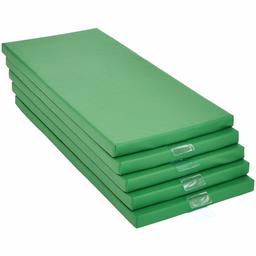 AmazonBasics Memory Foam Rest Nap Mats with Name Tag Holder, Green, 5-Pack