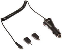 [regalo gratis] Amazon Basics Micro USB cargador de coche Universal con Micro USB a adaptador de Mini USB y Nokia adaptador de barril