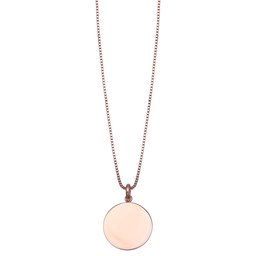 Colgante de plata de ley 925 chapada en oro rosa de 14 quilates para mujer con diseño de disco pulido en cadena de 45,7 cm, talla 0