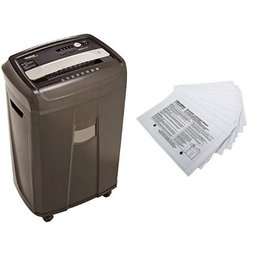 AmazonBasics 17-Sheet High-Security Micro-Cut Paper, CD, and Credit Card Shredder and Aleratec Shredder Lubricant Sheets (Pack of 12) Set