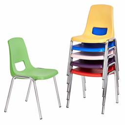 AmazonBasics 14 Inch School Classroom Stack Chair, Chrome Legs, Assorted Color, 6-Pack