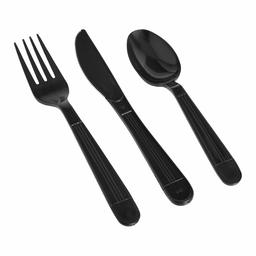 AmazonBasics Heavy-Weight Plastic Cutlery Set, Black 1440-Pack (720 forks, 480 spoons, 240 knives)