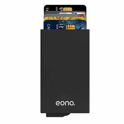 Eono Essentials Card Holder with Money Clip RFID Blocking Contactless Credit Card Holder Ultra Thin Automatic Pop-up Card Case (Black-RFID Metal Card Holder)