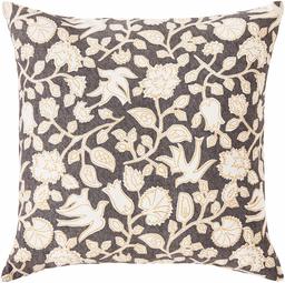 Amazon Brand – Ravenna Home Modern Floral Throw Pillow - 20 x 20 Inch, Charcoal