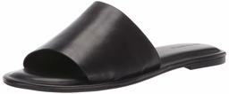 Amazon Brand - 206 Collective Women's Soler Leather Flat Sandal, Black, 13 B US