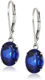 Amazon CollectionPlata de ley oval Garnet Dangle Earrings