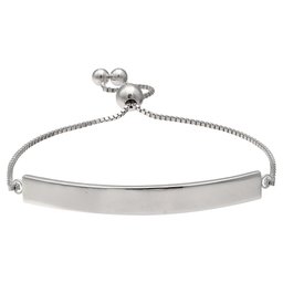 Pulsera de cadena ajustable de plata de ley 925 para mujer con 45 x 6 mm pulida barra de identificación de 45 x 6 mm, talla 0