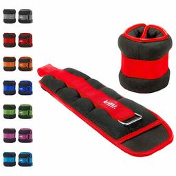 UMI. Essentials Ankle/Wrist Weights with Adjustable Strap (1 lbs, Red)