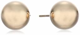 Women's 10Kt Ball Stud Earrings 8mm With Silicone Covered Pushbacks, Gold, One Size