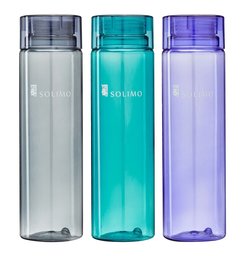 Amazon Brand - Solimo Water Bottle, 1000 ml, Set of 3 (Grey, Green, Purple)