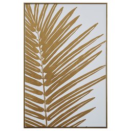 Amazon Brand – Rivet Gold Foil Plam Leaves Print on White Canvas, 24