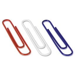 Acco Nylon Coated Jumbo Paper Clips, Red/White/Blue Assortment, 150 Count (A7072542)