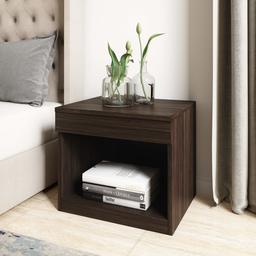 Amazon Brand - Solimo Spacey Engineered Wood Open Bedside Table (Acacia Dark Finish)