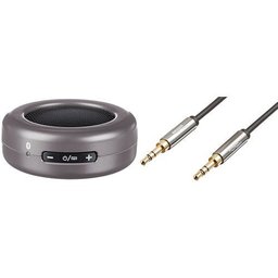 AmazonBasics Micro Bluetooth Speaker (Gray) and 3.5mm Male to Male Stereo Audio Cable (2 Feet) Set