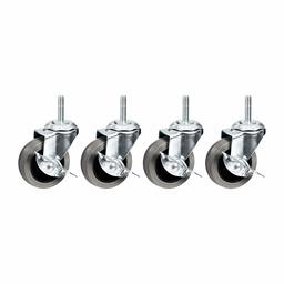 AmazonCommercial 3-Inch Screw with Side Brake TPR Caster, Silver, 4-Pack