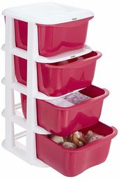 Amazon Brand - Solimo Plastic Multipurpose Modular Drawer, 4 Racks, Pink