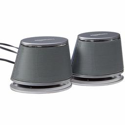 AmazonBasics USB-Powered Computer Speakers with Dynamic Sound | Silver, 4-pack