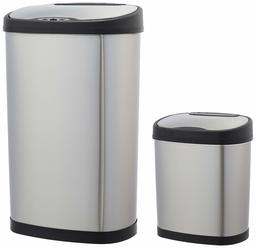 AmazonBasics - Set con pattumiera in acciaio inox, a D, 12 e 50 litri, automatica