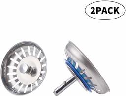 Umi. SUS304 Stainless Steel Kitchen Sink Strainer Stopper Drain Plug Pack of 2 PSS5-P2