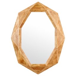 Amazon Brand – Rivet Modern Octagon Wood Frame Hanging Wall Mirror, 30.5 Inch Height, Natural