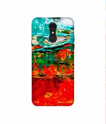 Amazon Brand - Solimo Designer Green and Orange Glass Color 3D Printed Hard Back Case Mobile Cover for LG Q7