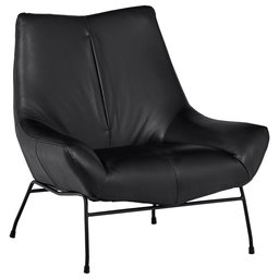 Amazon Brand – Rivet Villain Mid-Century Modern Leather Metal Leg Accent Lounge Chair, 37.4