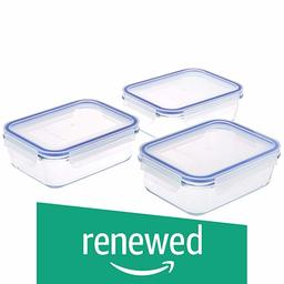 (Renewed) Amazon Brand - Solimo Rectangular Glass Storage Container Set, 1100ml, Set of 3, Transparent