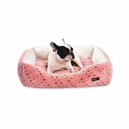 AmazonBasics Cuddler Pet Bed - Large, Pink Polka Dots