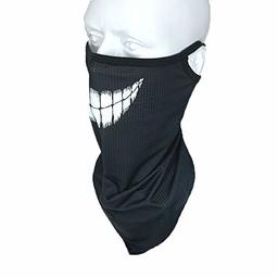 Ristake Seamless Face Scarf Bandana with Ear Loops Balaclava Neck Gaiter for Outdoor Sport, 1 Pack, Black Skull