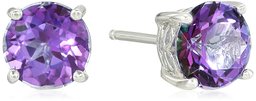 Pendientes de tuerca de plata de ley chapados en oro o platino hechos con piedras de topacio de Swarovski,Topacio violeta,One Size