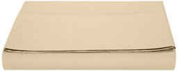 AmazonBasics 400TC Cotton Sateen Wrinkle Free Flat Sheet, Beige 240 x 320 + 10 cm