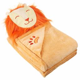 AmazonBasics Kids Ultra-Soft Orange Lion Hooded Wearable Blanket