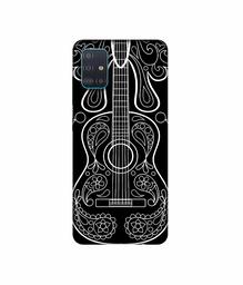 Amazon Brand - Solimo Designer White Gitar On Black 3D Printed Hard Back Case Mobile Cover for Samsung Galaxy A51